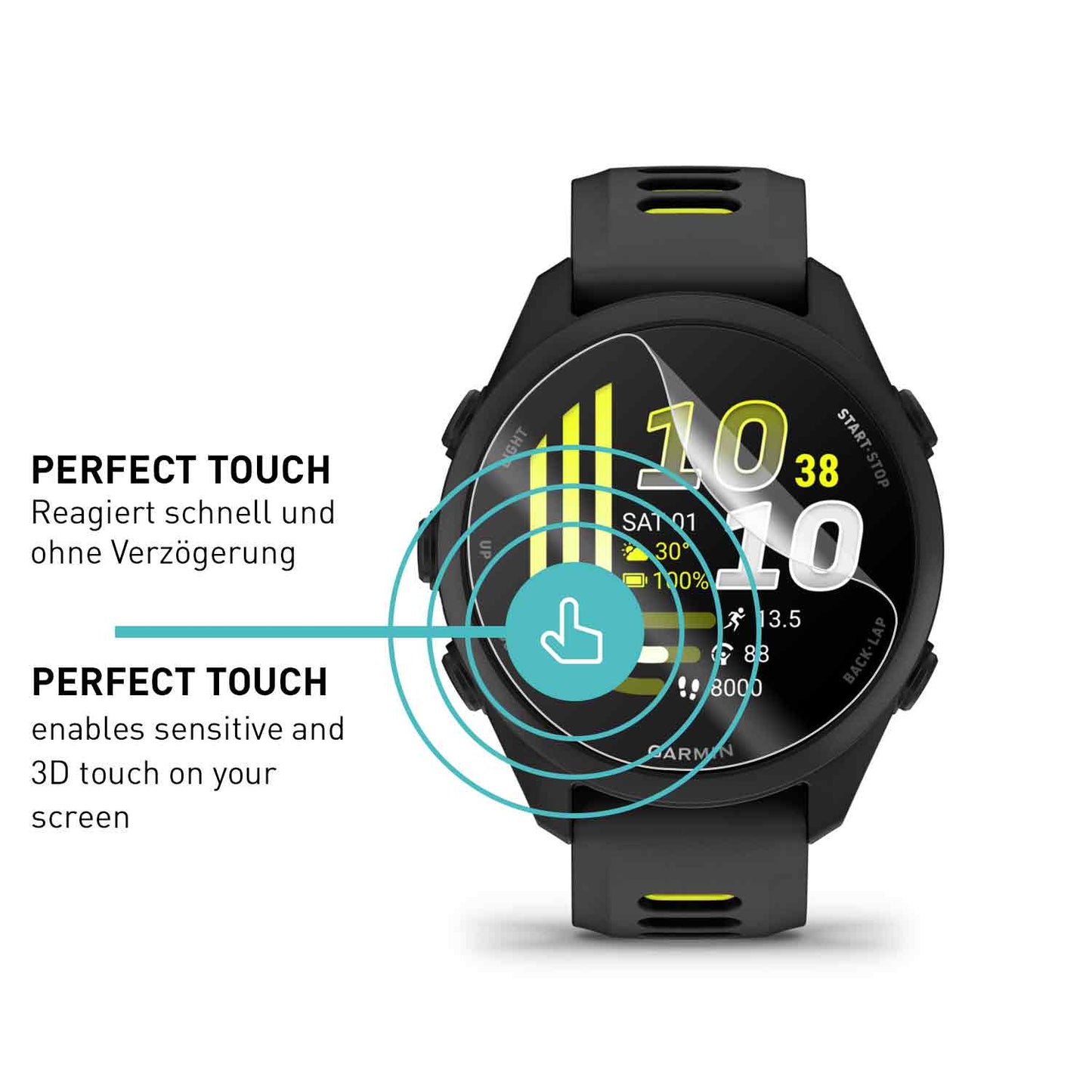 smartect TPU Schutzfolie Klar für Garmin Forerunner 70 / 170 / 170 Music, 3 x Front