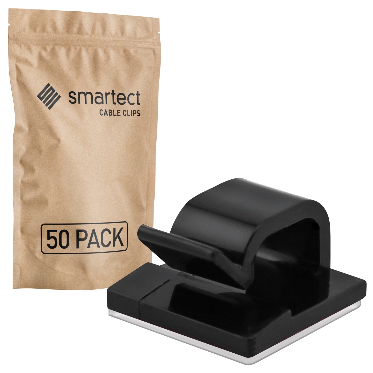 smartect Kabelclip selbstklebend 1,5x1,5 cm zum befestigen von USB-, Strom- und Ladekabeln, 50 Stück