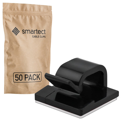 smartect Kabelclip selbstklebend 1,5x1,5 cm zum befestigen von USB-, Strom- und Ladekabeln, 50 Stück