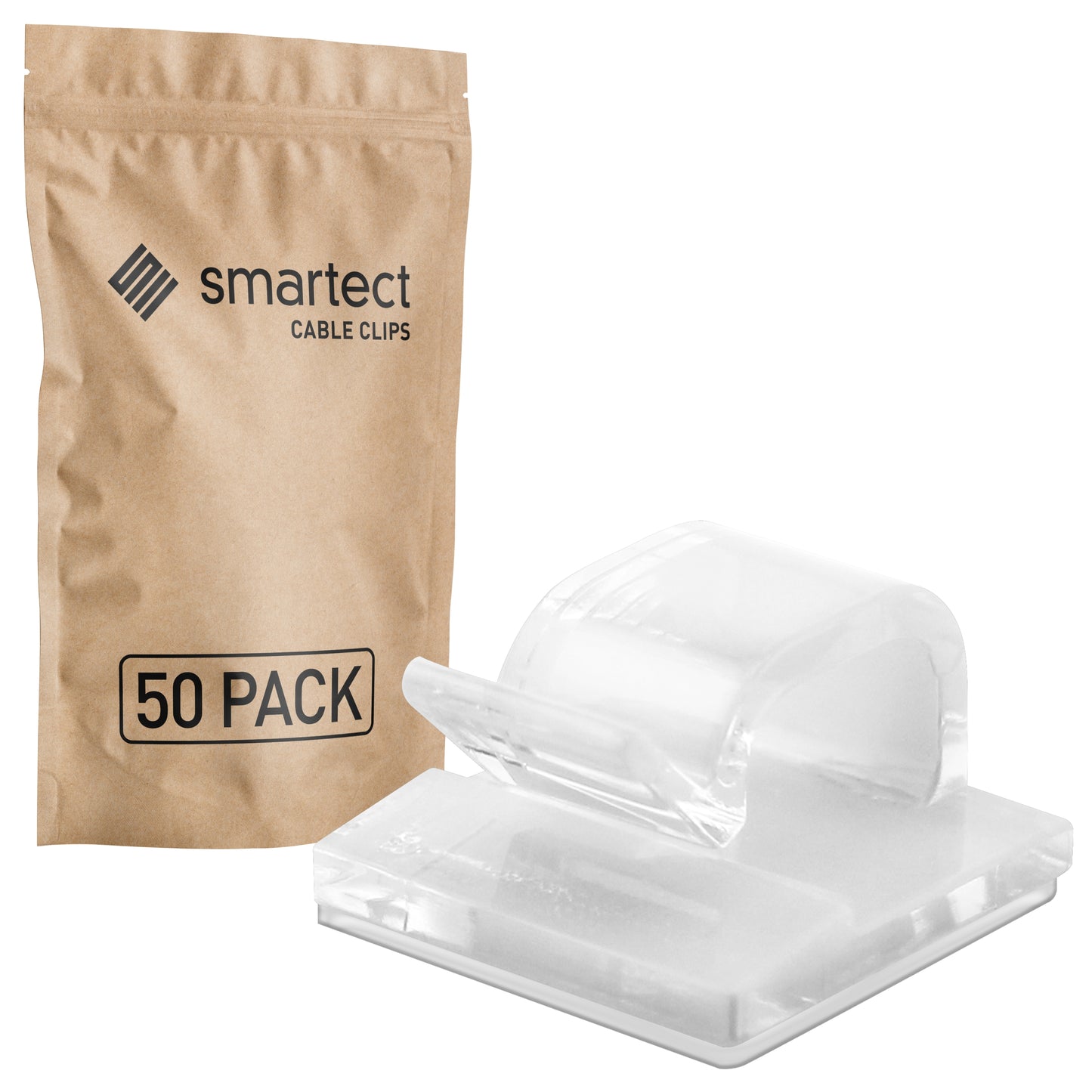 smartect Kabelclip selbstklebend 1,5x1,5 cm zum befestigen von USB-, Strom- und Ladekabeln, 50 Stück