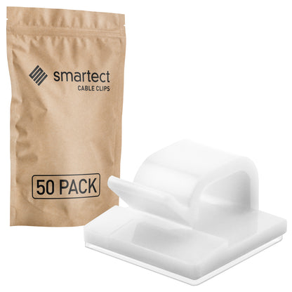 smartect Kabelclip selbstklebend 1,5x1,5 cm zum befestigen von USB-, Strom- und Ladekabeln, 50 Stück