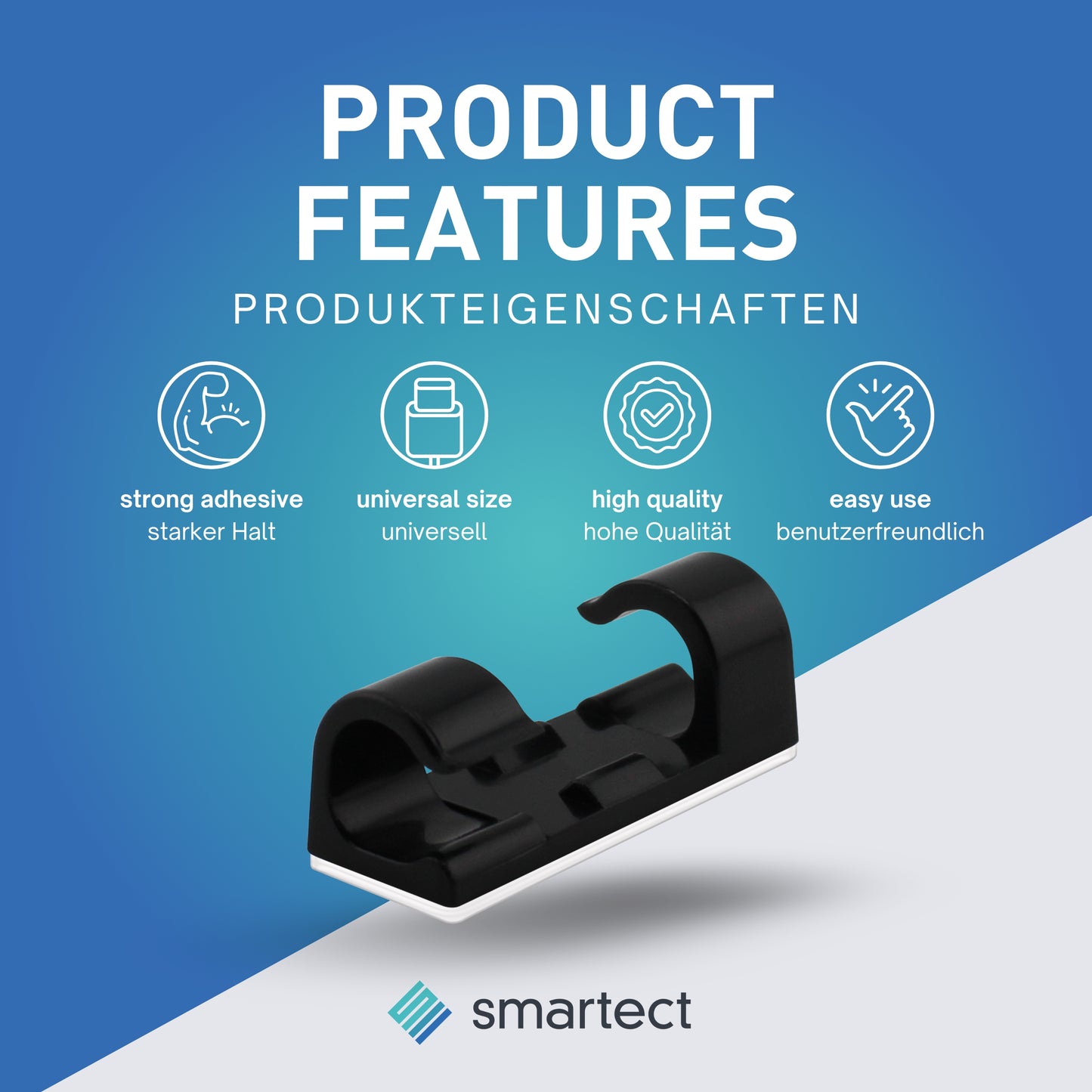 smartect Kabelclip selbstklebend 3x1,1 cm, 50 Stück