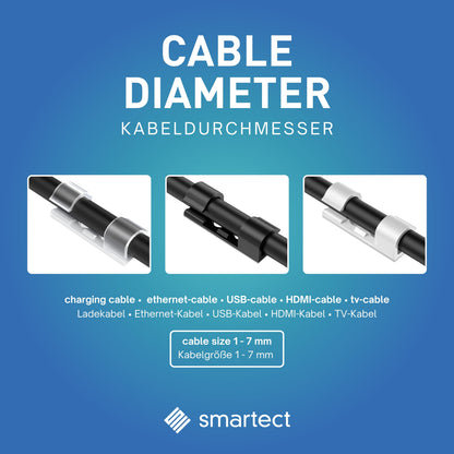 smartect Kabelclip selbstklebend 3x1,1 cm, 50 Stück