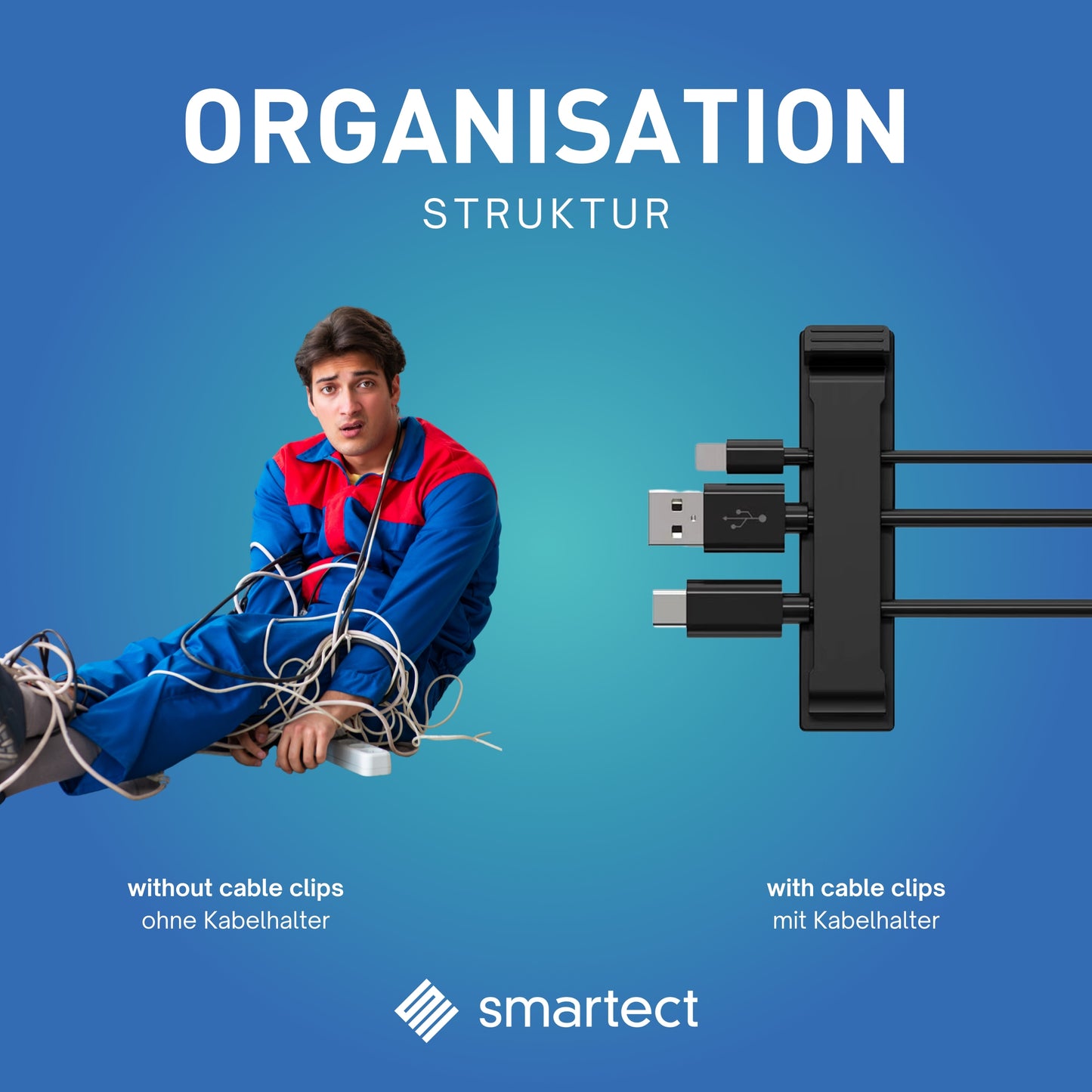 smartect Kabelclip selbstklebend 4,6x1,8 cm, 30 Stück